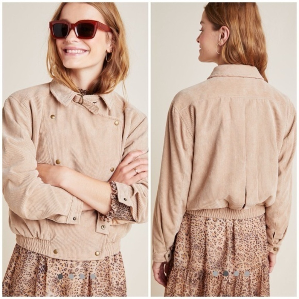Anthropologie Beige Corduroy Utility Jacket